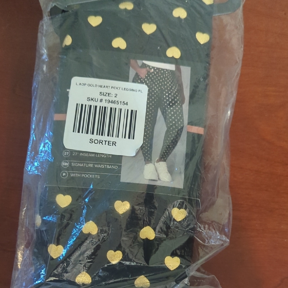 Torrid Gold Heart Leggings - Black & Gold